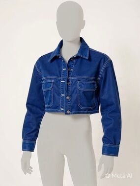Forever 21 Cobalt Cropped Denim Jacket-A17